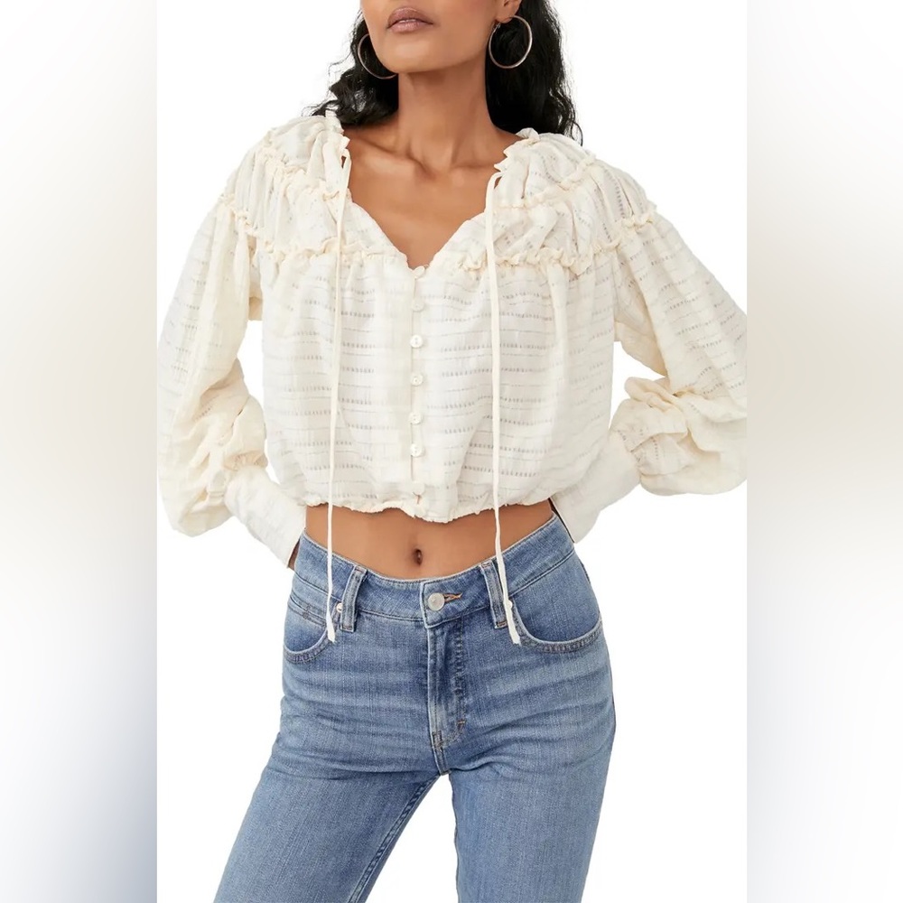 NWT Free People Hailey Crop Sleeve Blouse - Picture 5 of 8